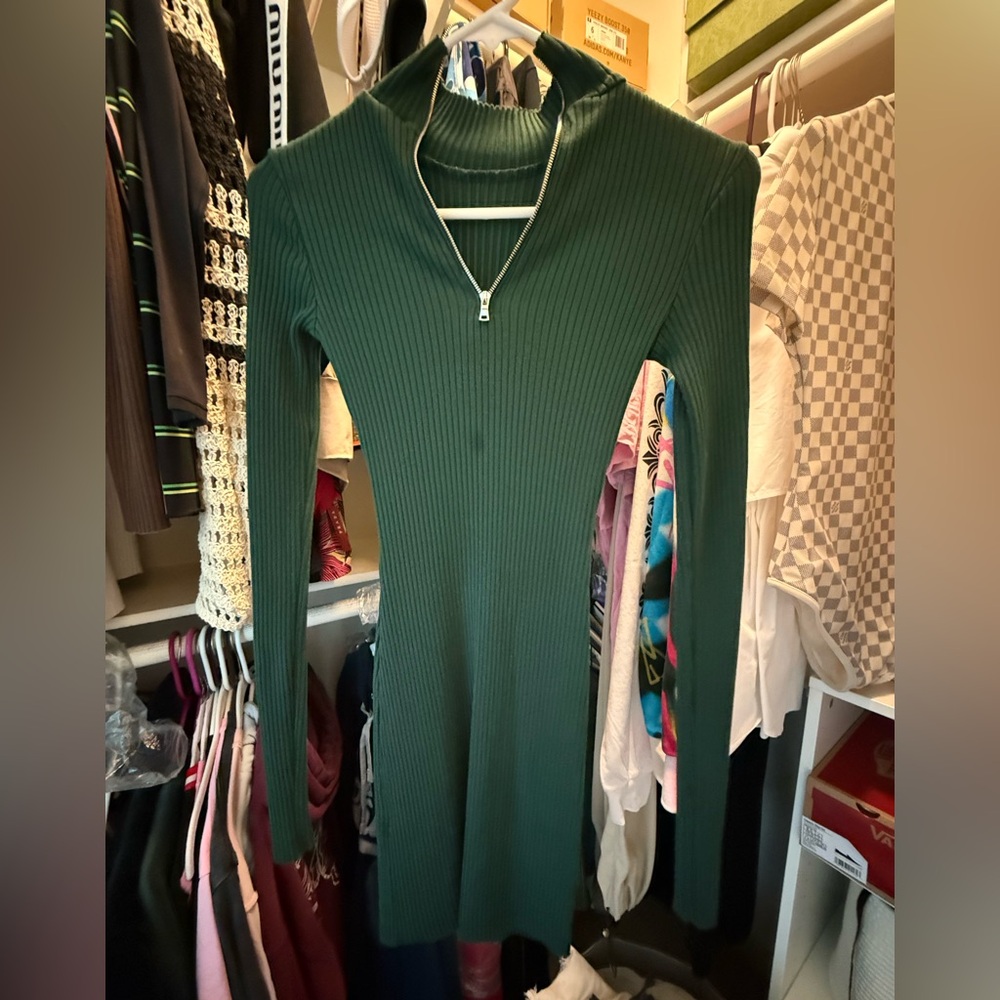 Cotton Citizen Ibiza Forest Green Long Sleeve Dress